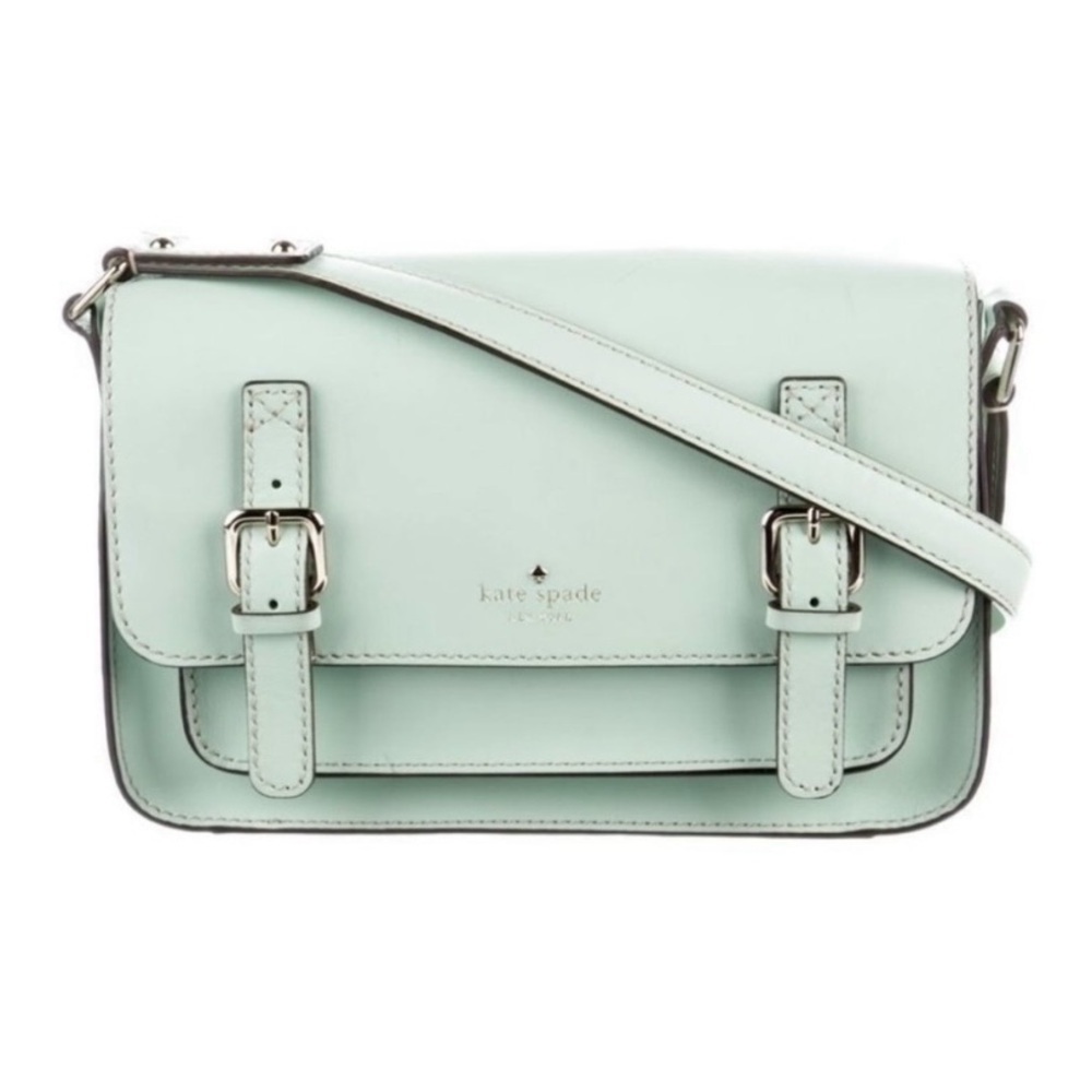 Kate Spade Essex Scout Faded Mint Genuine Leather Crossbody Satchel Flap Bag